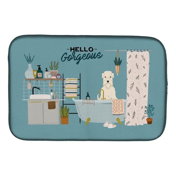 Carolines Treasures CK7483DDM 14 x 21 in. Soft Coated Wheaten Terrier in Bathtub Dish Drying Mat CK7483DDM - main